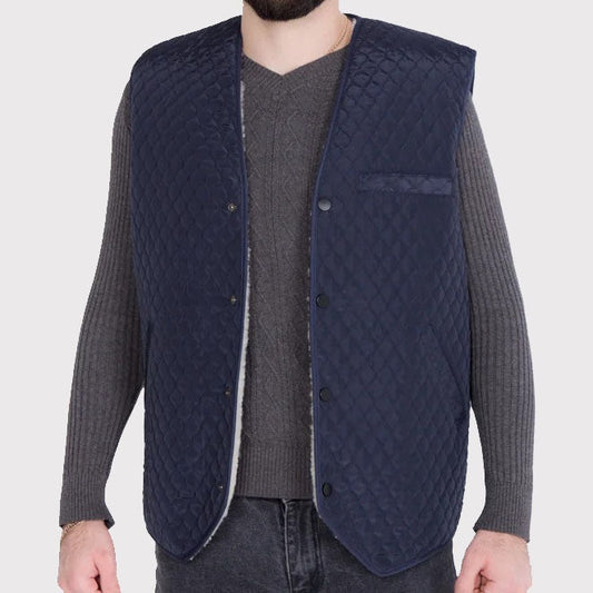 Men’s Western Sheepskin Rancher Vest – Quilted with Pockets