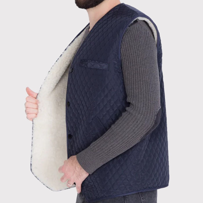 Men’s Western Sheepskin Rancher Vest – Quilted with Pockets