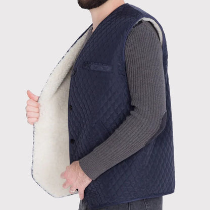 Men’s Western Sheepskin Rancher Vest – Quilted with Pockets