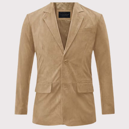 Men's Premium Real Suede Leather Blazer Coat – Sophisticated & Stylish