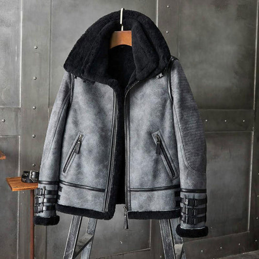 Men's Shearling B3 Bomber Short Fur Coat Jacket