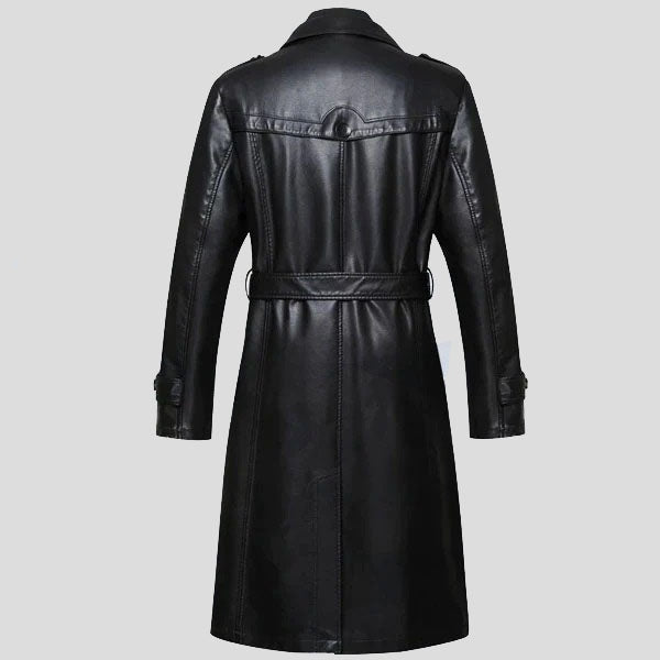 Men’s Sheepskin Leather Trench Coat – Long Winter Classic