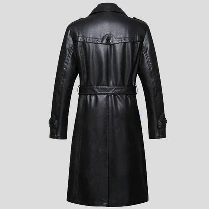 Men’s Sheepskin Leather Trench Coat – Long Winter Classic