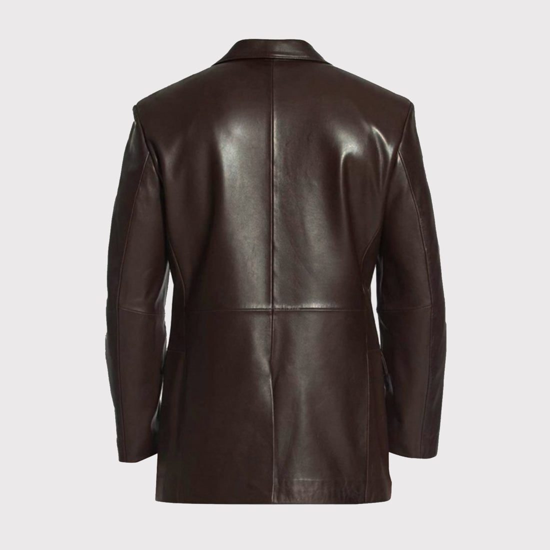 Men's Brown Leather Blazer Coat – Single Breasted, Tailored Fit