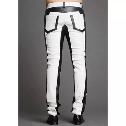 Men’s Slim Fit Leather Biker Pants – Genuine Lambskin
