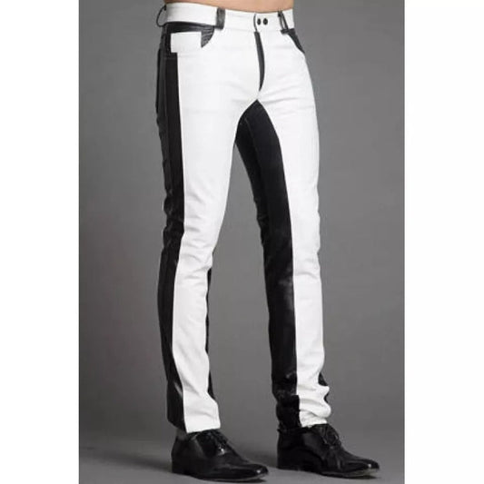 Men’s Slim Fit Leather Biker Pants – Genuine Lambskin