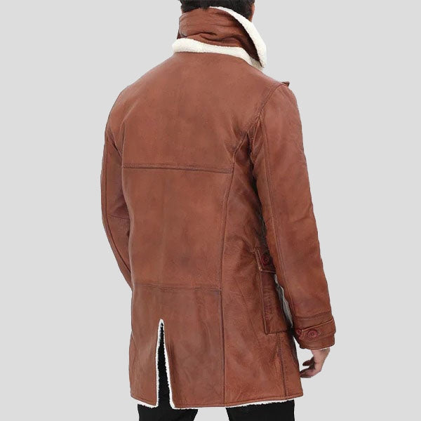 Men's Tan Shearling Leather Trench Coat – Bane Style