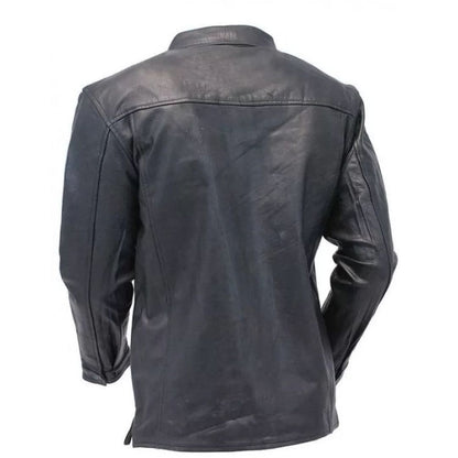 Men’s Black Sheepskin Leather Shirt – Timeless Classic Fit