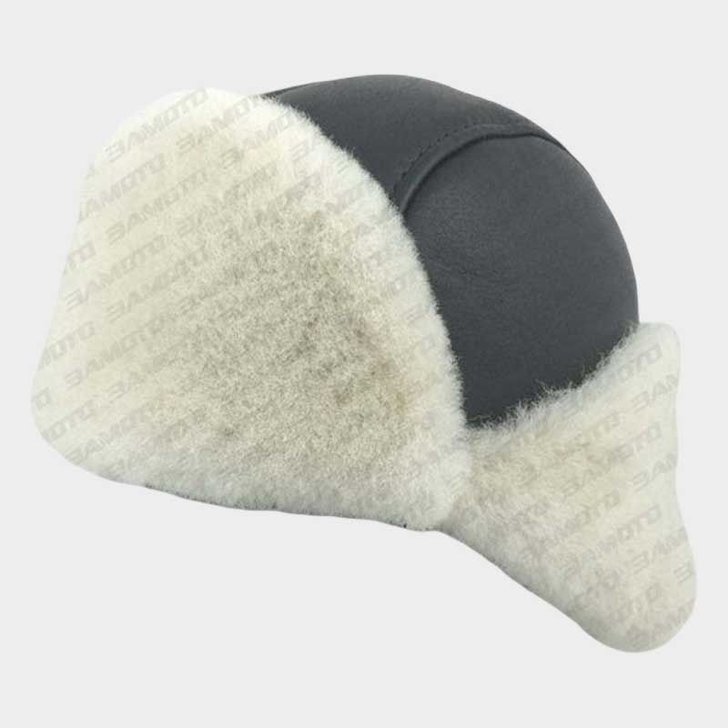Mens Shearling Sheepskin Pilot Hat Genuine Aviator Winter Cap