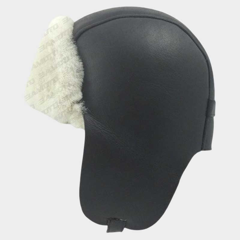 Mens Shearling Sheepskin Pilot Hat Genuine Aviator Winter Cap