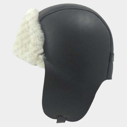 Mens Shearling Sheepskin Pilot Hat Genuine Aviator Winter Cap