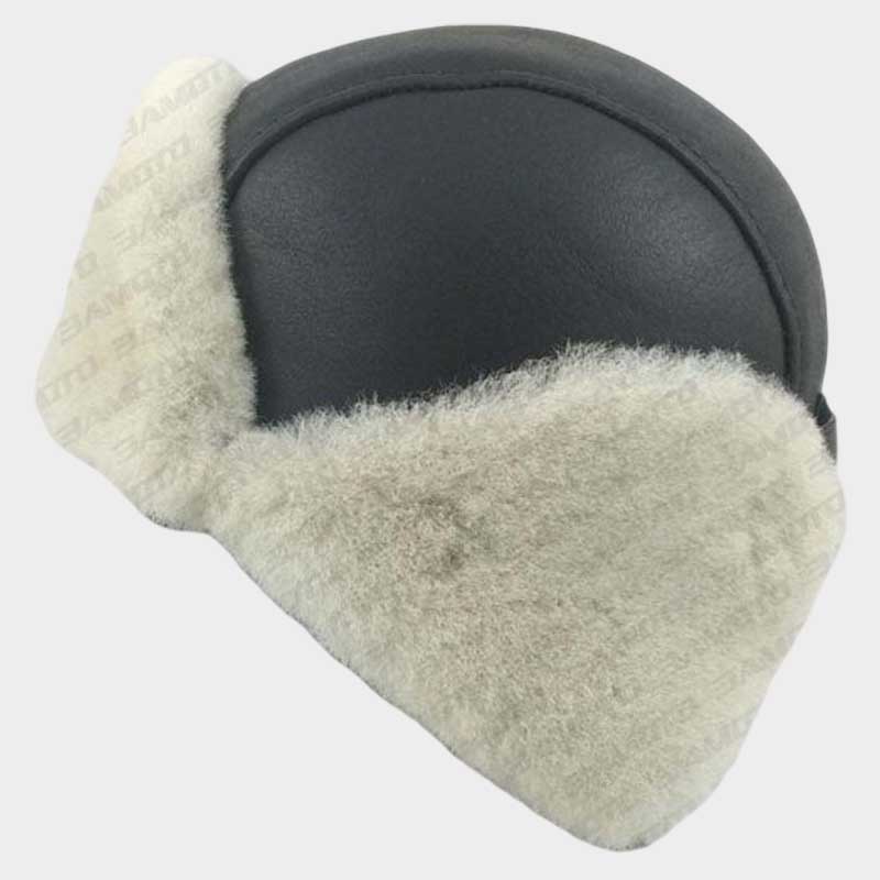 Mens Shearling Sheepskin Pilot Hat Genuine Aviator Winter Cap