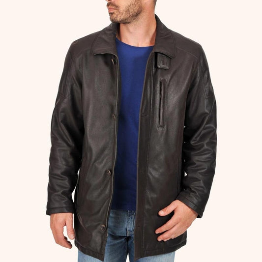 Men's Genuine Black Leather Sport Coat Jacket