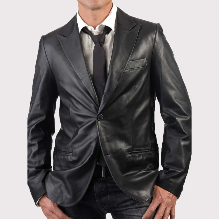 Men’s Premium Lambskin Leather Blazer – Luxury Jacket