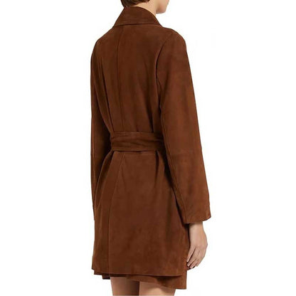 Premium Quality Rust Suede Leather Coat for Women Fall Fashion