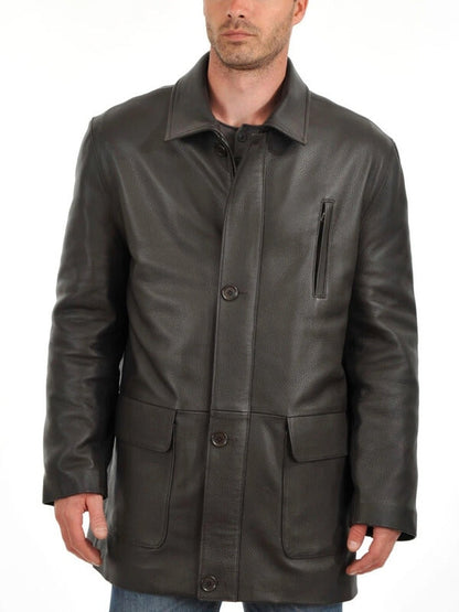 Men's Premium Lambskin Leather Car Coat – Soft, Stylish & Timeless