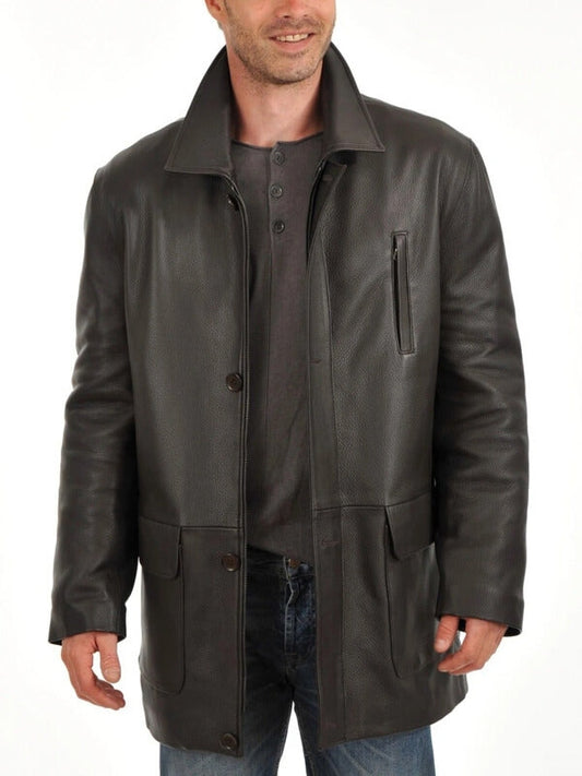 Men's Premium Lambskin Leather Car Coat – Soft, Stylish & Timeless
