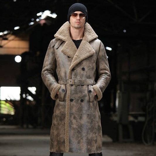 Men’s Shearling Leather Windbreaker Coat