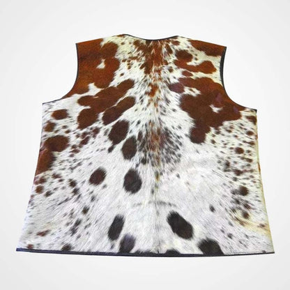 Vintage 80s Western Hair-On Cowhide Leather Vest for Men | Shearling Leather Jackets