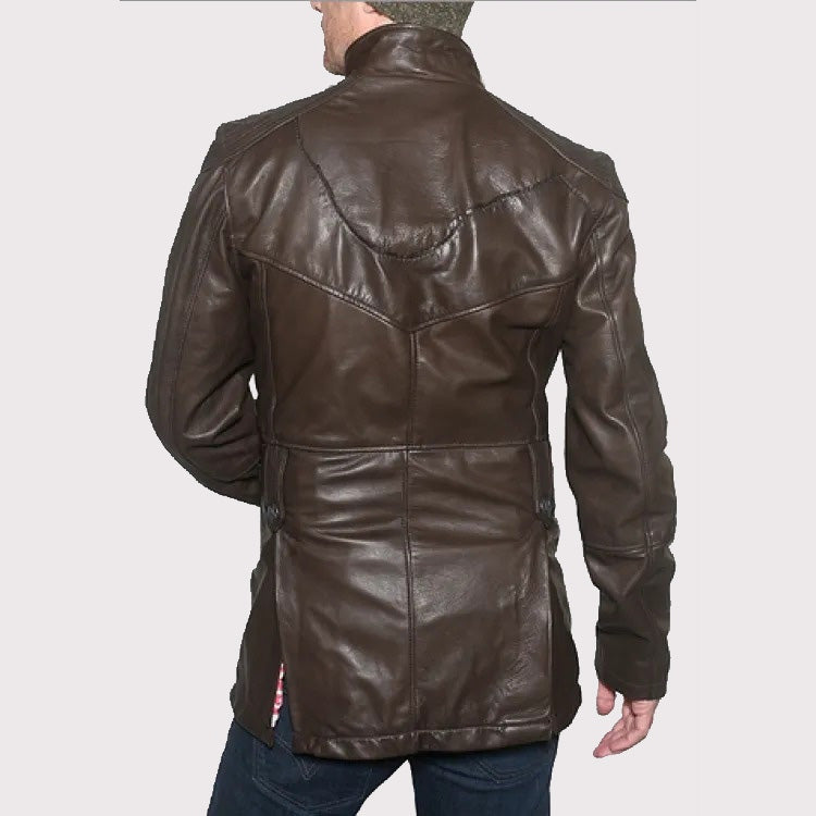 Men’s Vintage Brown Leather Blazer – Designer Style Jacket