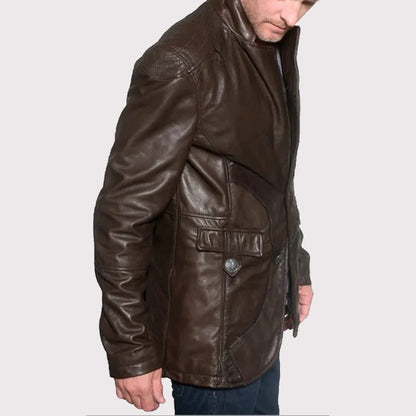 Men’s Vintage Brown Leather Blazer – Designer Style Jacket