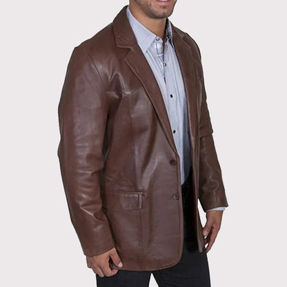 Men’s Western Dark Brown Leather Sport Coat Blazer