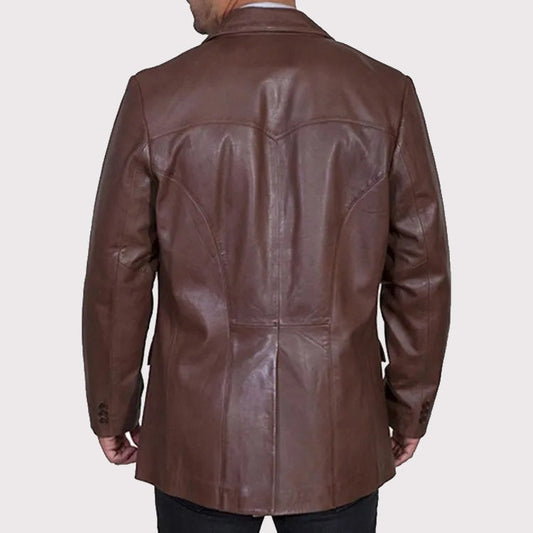 Men’s Western Dark Brown Leather Sport Coat Blazer