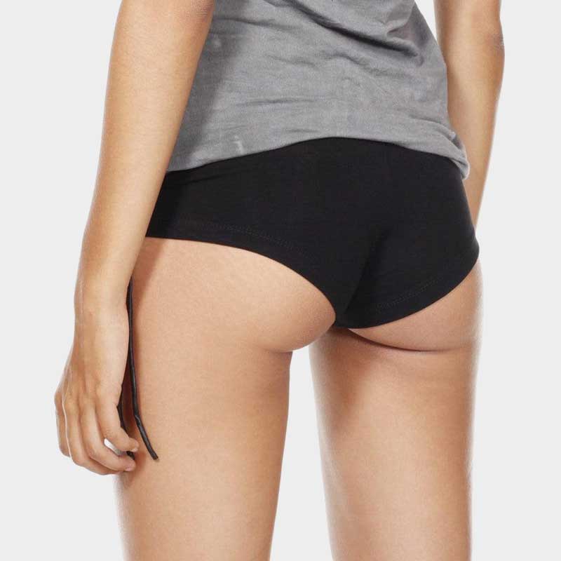 Women Black Lambskin Leather Booty Shorts