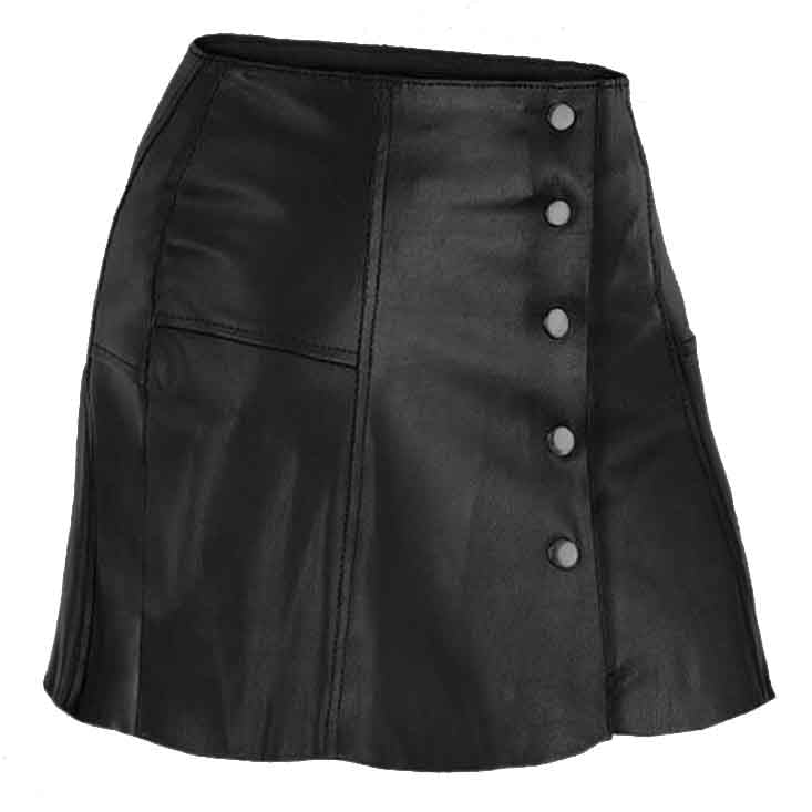Black Leather Bloom Skirt for Women – Chic & Sleek Style