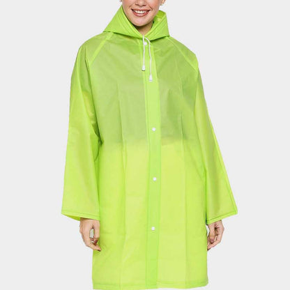 Women Green Knee Length Raincoat