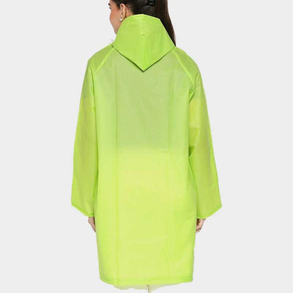 Women Green Knee Length Raincoat