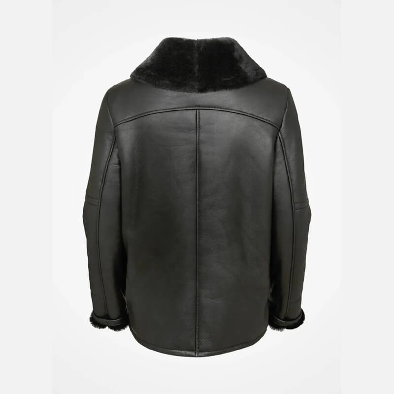 Women’s Black Aviator Shearling Biker Jacket