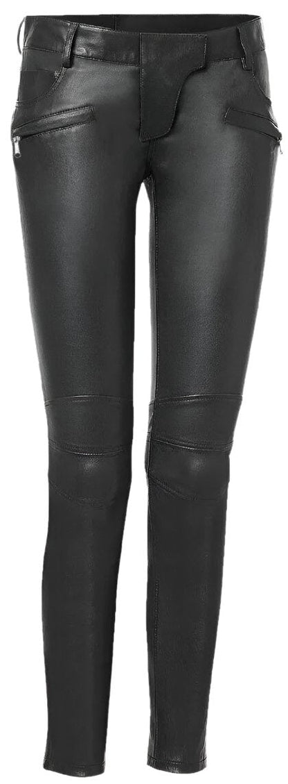 Women’s Black Lambskin Leather Pants – Classic Slim Fit