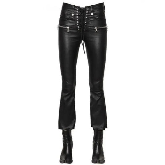 Women’s Black Soft Leather Jeans – Slim Fit Comfort