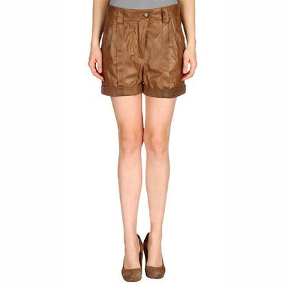 Women’s Brown Ruffle Leather Shorts – Sassy Western Style