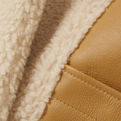 Open‑Front Brown Shearling Leather Vest for Women