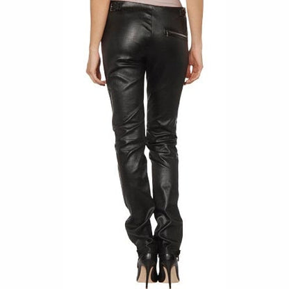 Women's Skinny Straight-Leg Leather Pants