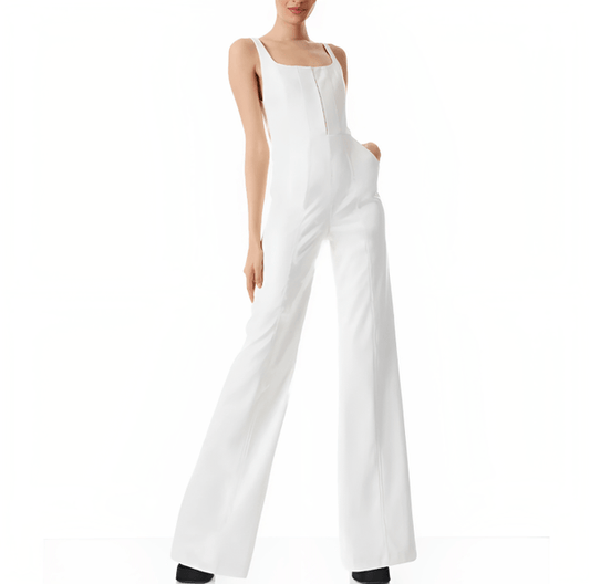 Shear Luxe Women’s White Leather Classy Jumpsuit
