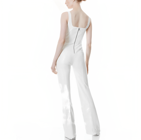 Shear Luxe Women’s White Leather Classy Jumpsuit
