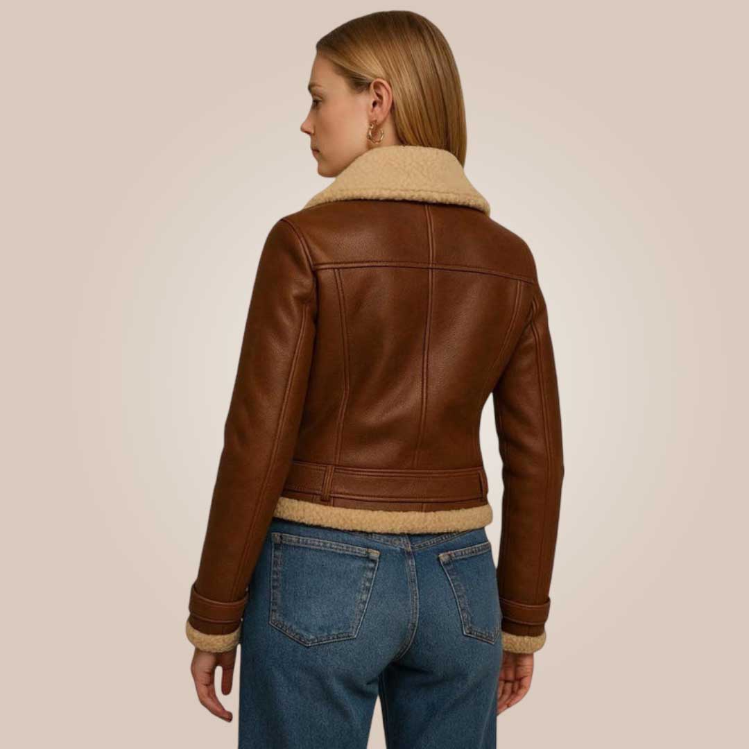 Women b3 shearling bomber jacket plush inner lining