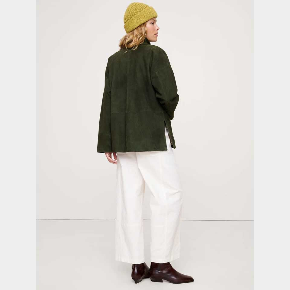 Womens Green Heritage Suede Leather Jacket Classic Tailored Fit
