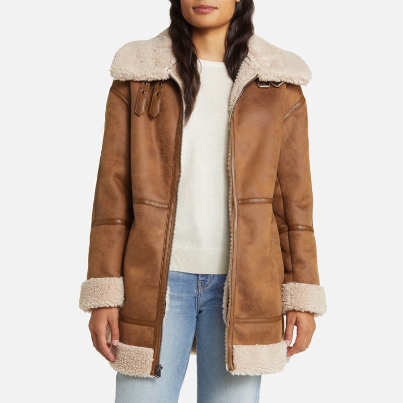 Women's RAF Faux Shearling Aviator Jacket Coat