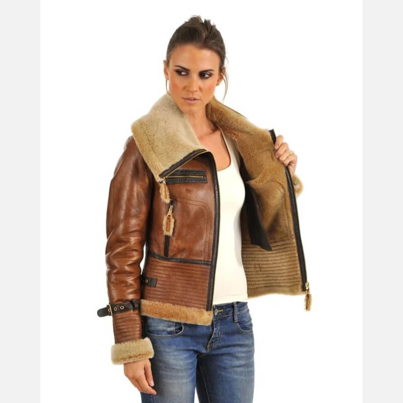 Women’s Sheepskin Shearling Biker Jacket