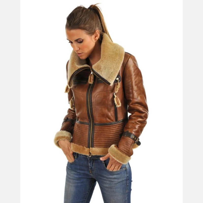 Women’s Sheepskin Shearling Biker Jacket