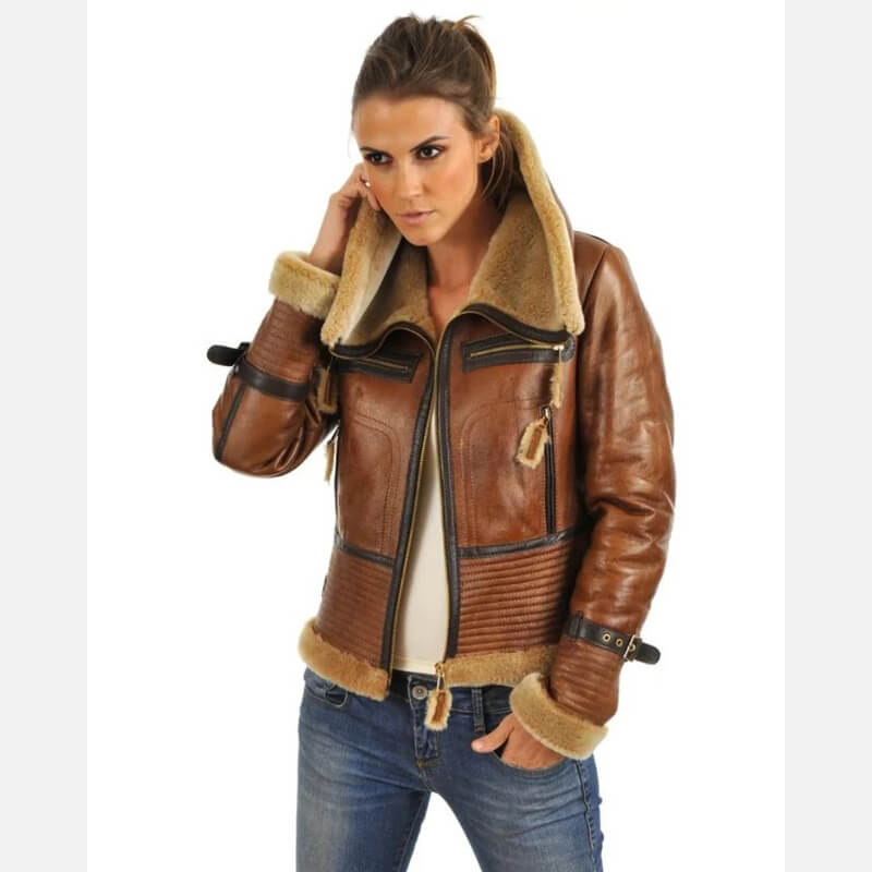 Women’s Sheepskin Shearling Biker Jacket