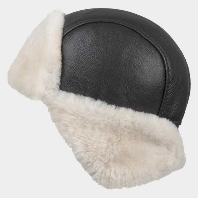 B3 Aviator Shearling Hat Dark Brown Sheepskin Trapper Cap