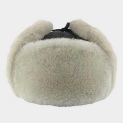 B3 Aviator Shearling Hat Dark Brown Sheepskin Trapper Cap