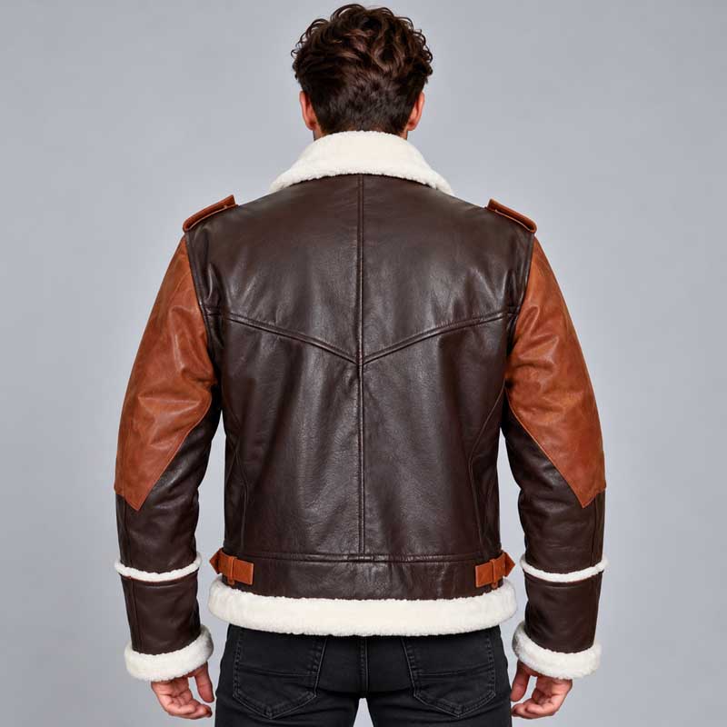 Genuine leather B3 bomber jacket featuring a faux fur collar