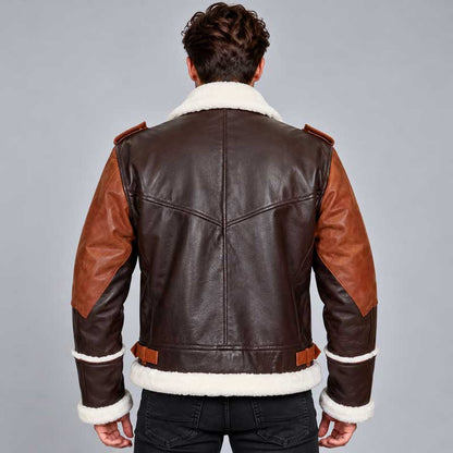 Genuine leather B3 bomber jacket featuring a faux fur collar