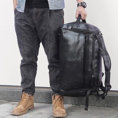 Midnight Black Leather Travel Bag – Sleek & Sophisticated Carry
